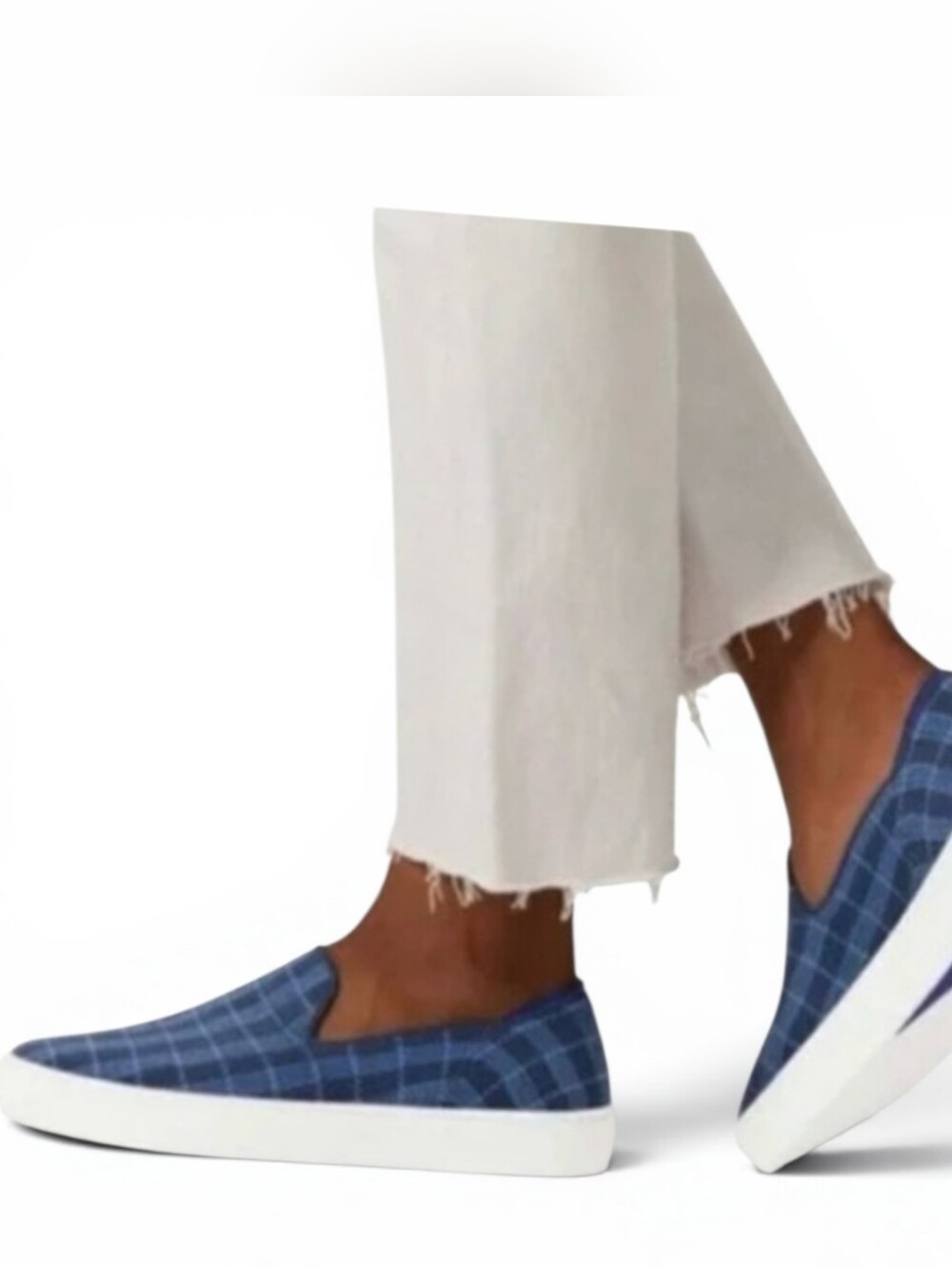Rothys Blue Retired Gingham Slip On Sneakers Womens Size 10